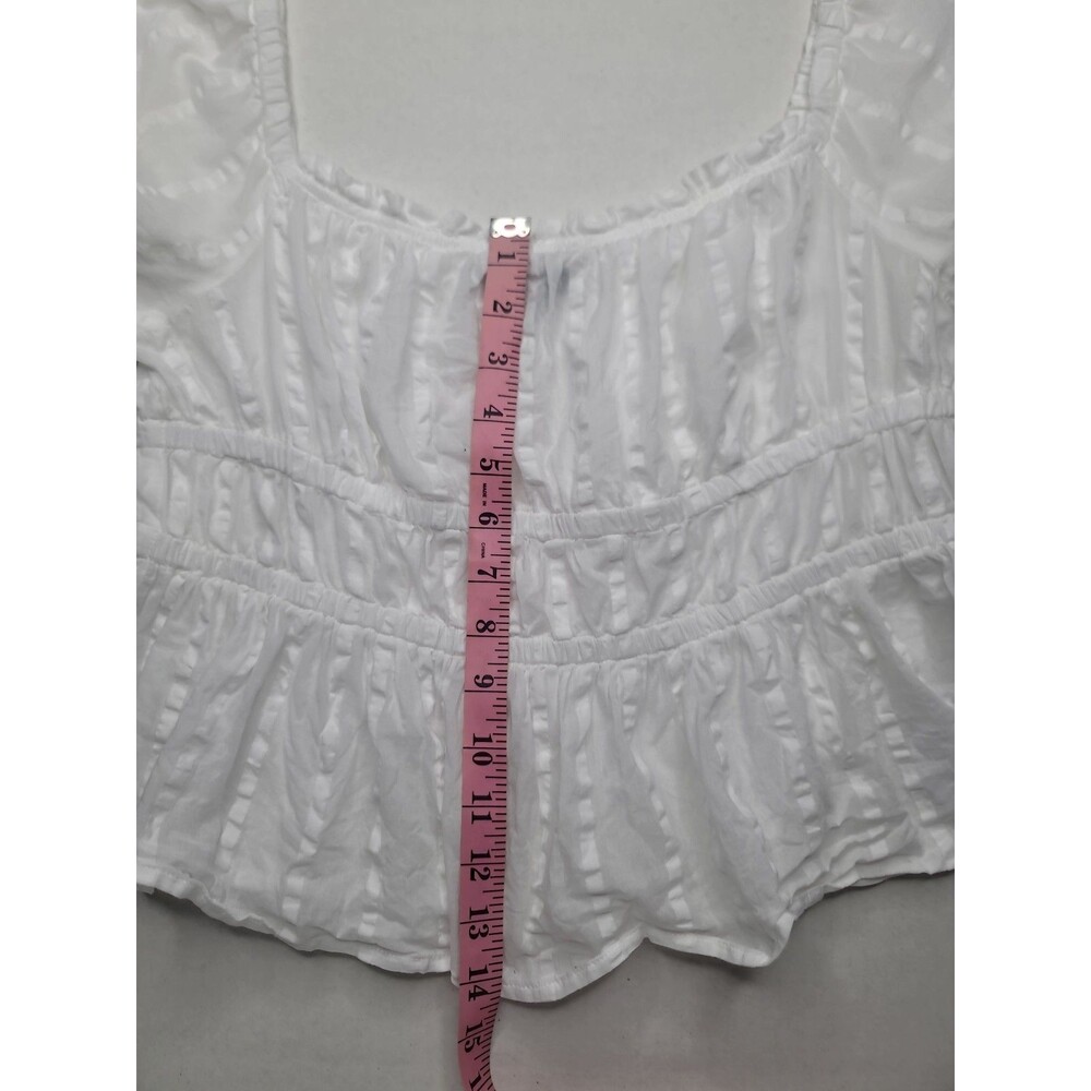 J.Crew White Cotton Blouse Women’s Puff Sleeve Square Neck Cottagecore Top Large - Picture 9 of 11